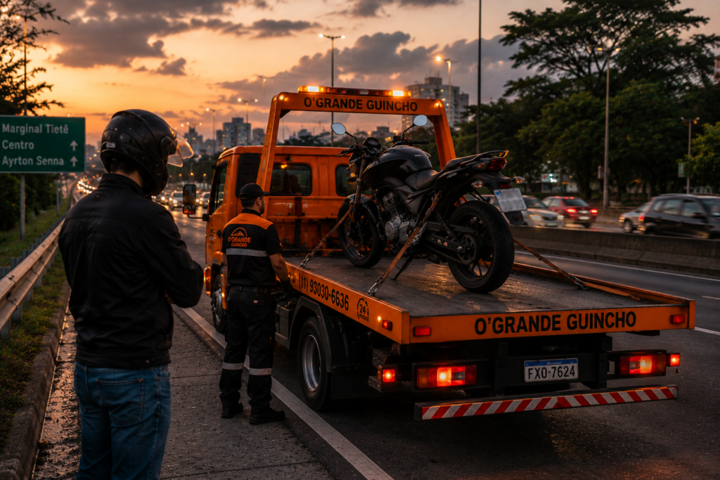 moto sendo guinchada